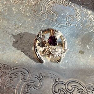 Sterling Silver Amethyst Scottish Thistle Brooch